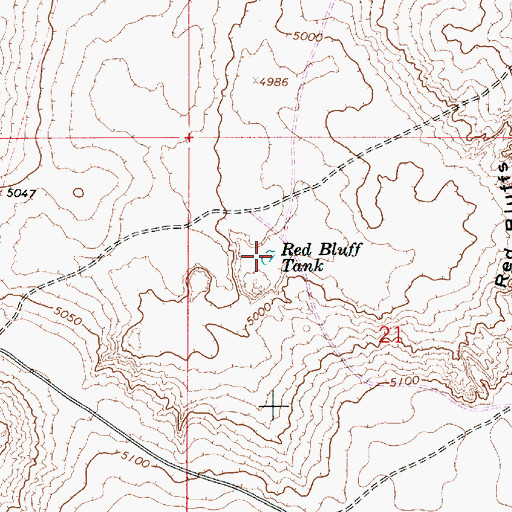 Topographic Map of Red Bluff Tank, NM