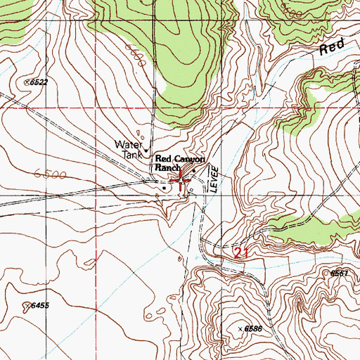 Topographic Map of Red Canyon Ranch, NM