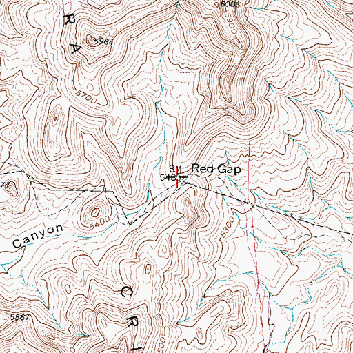 Topographic Map of Red Gap, NM