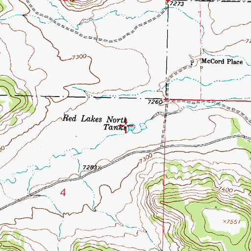 Topographic Map of Red Lakes North Tanks, NM