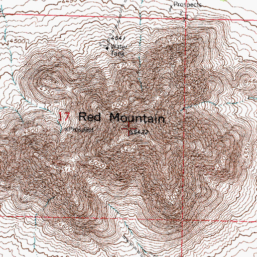 Topographic Map of Red Mountain, NM