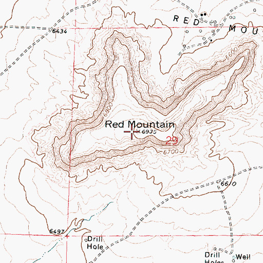 Topographic Map of Red Mountain, NM
