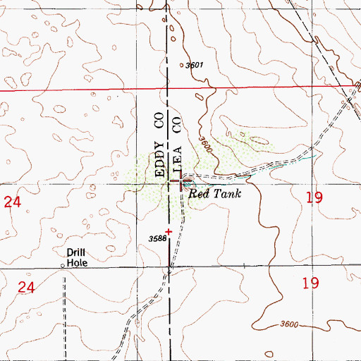 Topographic Map of Red Tank, NM