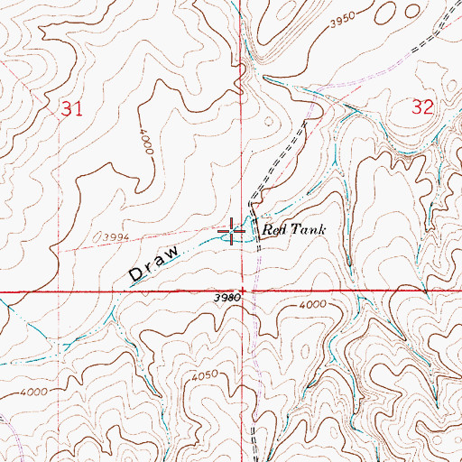 Topographic Map of Red Tank, NM
