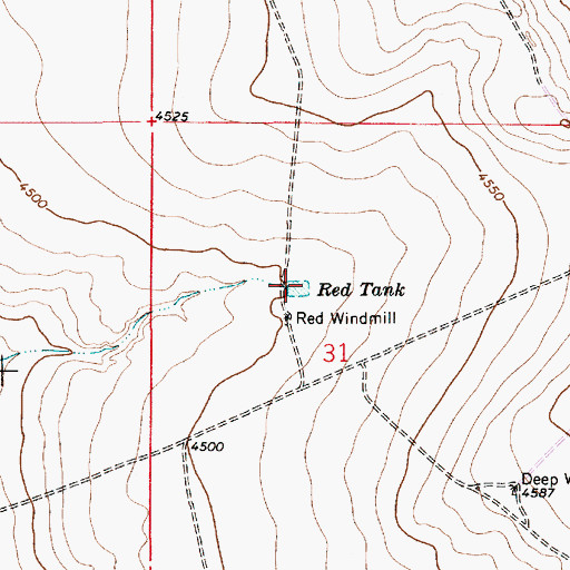 Topographic Map of Red Tank, NM