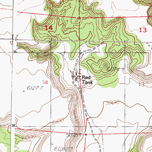 Topographic Map of Red Tank, NM