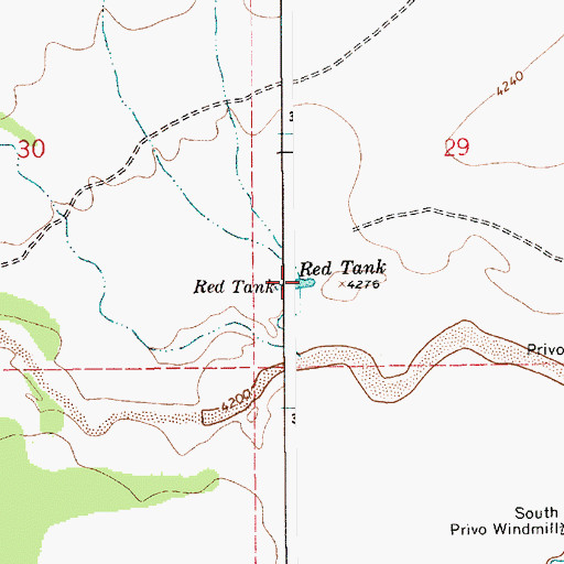 Topographic Map of Red Tank, NM