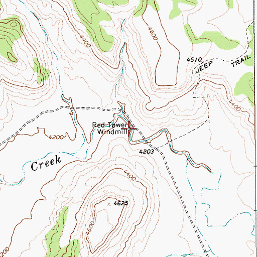 Topographic Map of Red Tower Windmill, NM