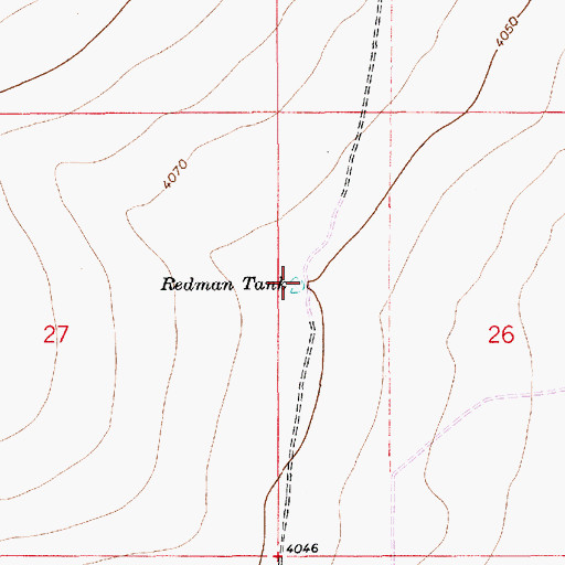Topographic Map of Redman Tank, NM