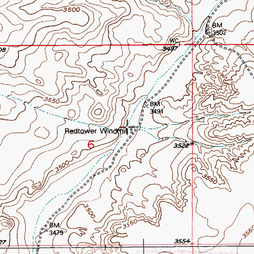 Topographic Map of Redtower Windmill, NM