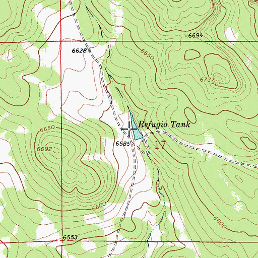 Topographic Map of Refugio Tank, NM