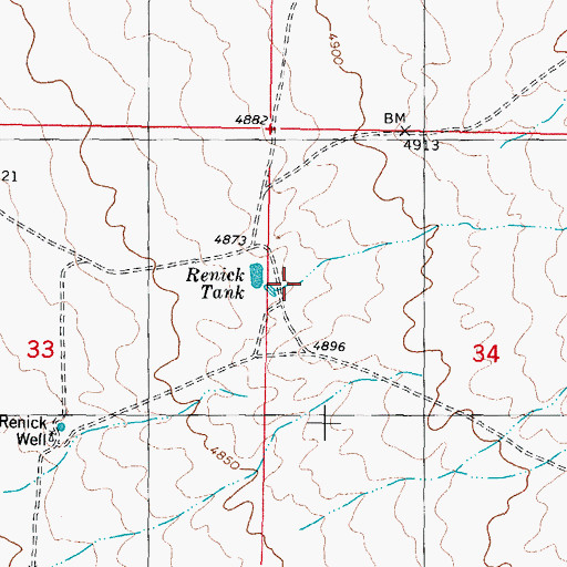 Topographic Map of Renick Tank, NM