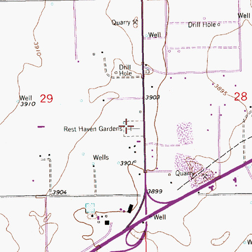 Topographic Map of Resthaven Cemetery, NM