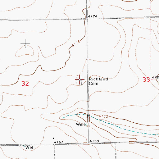 Topographic Map of Richland Cemetery, NM