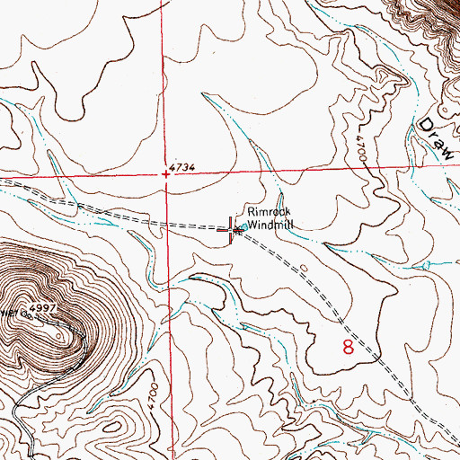 Topographic Map of Rimrock Windmill, NM