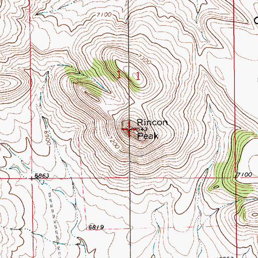 Topographic Map of Rincon Peak, NM