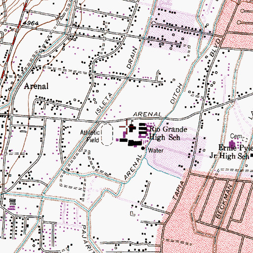 Topographic Map of Rio Grande High School, NM