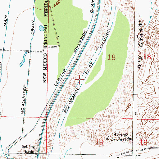 Topographic Map of Rio Grande Pilot Channel, NM