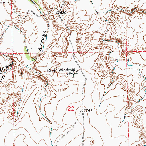 Topographic Map of River Windmill, NM