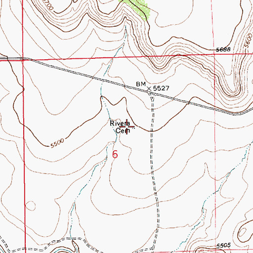 Topographic Map of Rivera Cemetery, NM