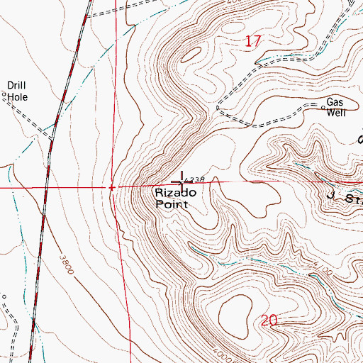 Topographic Map of Rizado Point, NM