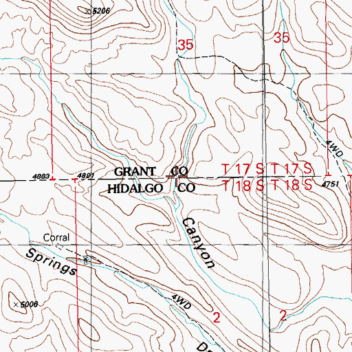 Topographic Map of Road Canyon, NM