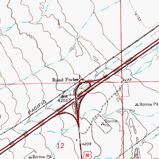 Topographic Map of Road Forks, NM