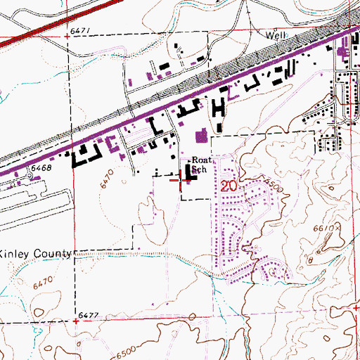 Topographic Map of Roat School, NM