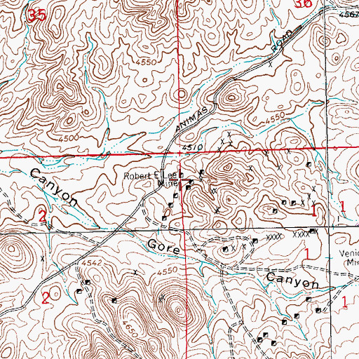 Topographic Map of Robert E Lee Mine, NM