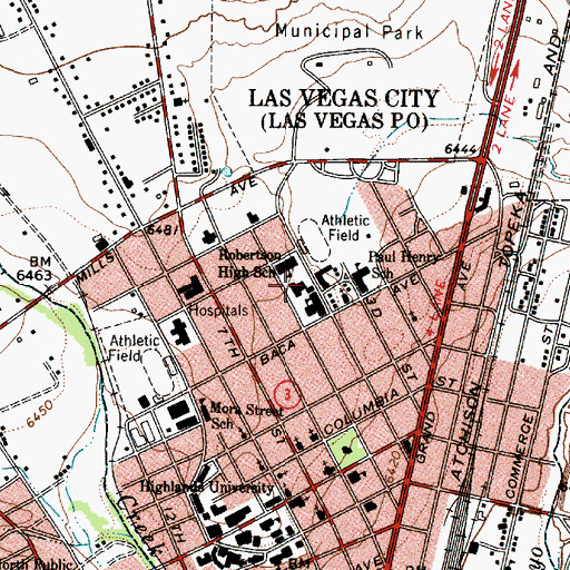 Topographic Map of Robertson High School, NM