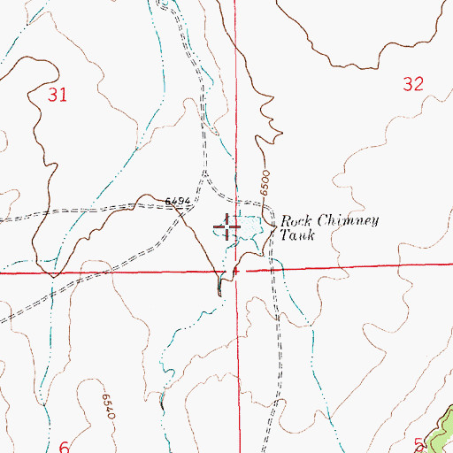 Topographic Map of Rock Chimney Tank, NM