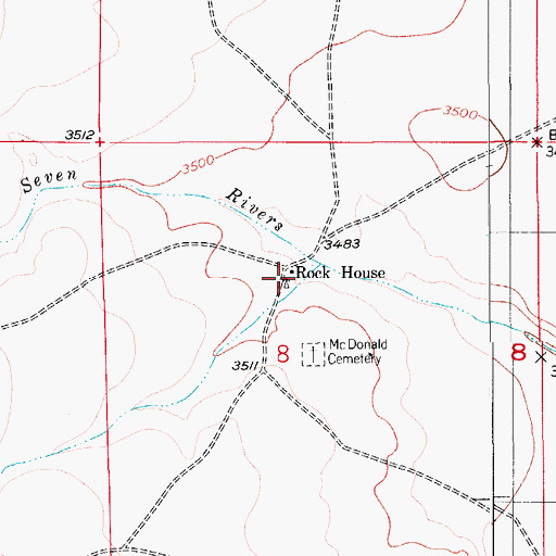 Topographic Map of Rock House, NM