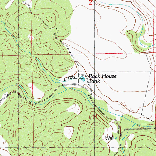 Topographic Map of Rock House Tank, NM