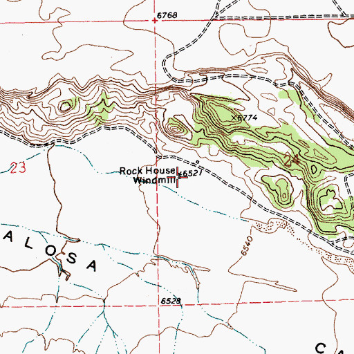 Topographic Map of Rock House Windmill, NM