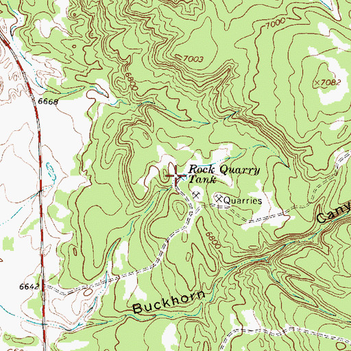 Topographic Map of Rock Quarry Tank, NM