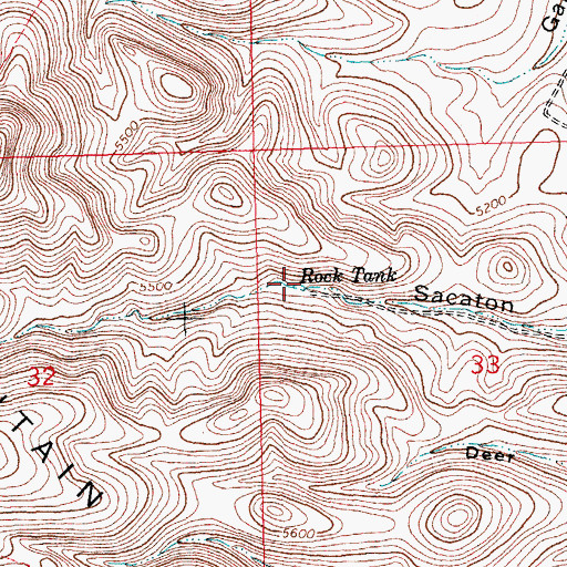 Topographic Map of Rock Tank, NM