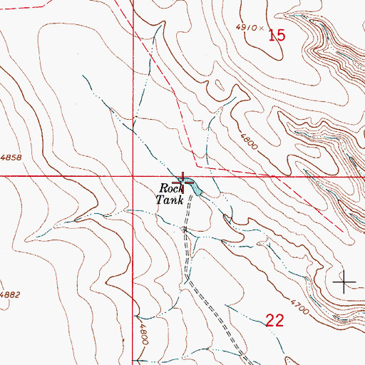 Topographic Map of Rock Tank, NM