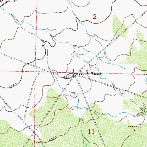 Topographic Map of Rock Tank, NM