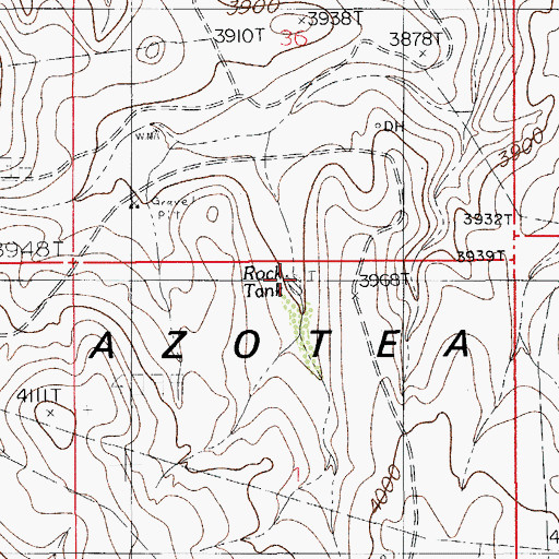 Topographic Map of Rock Tank, NM