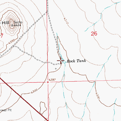 Topographic Map of Rock Tank, NM