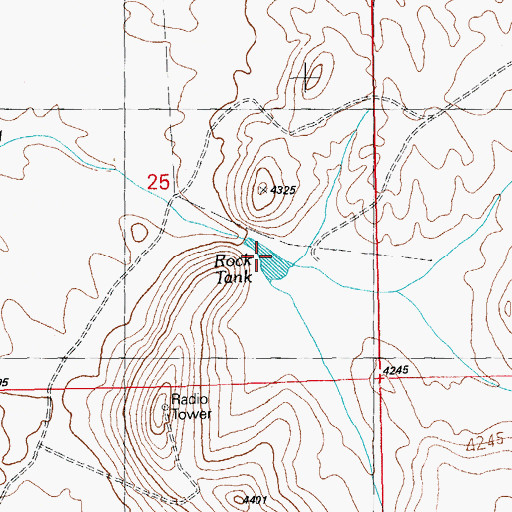 Topographic Map of Rock Tank, NM