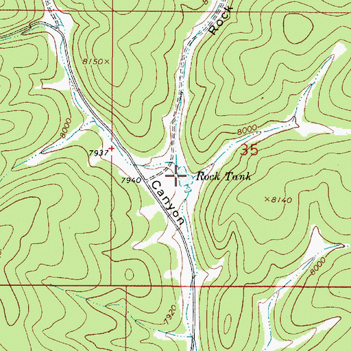 Topographic Map of Rock Tank, NM