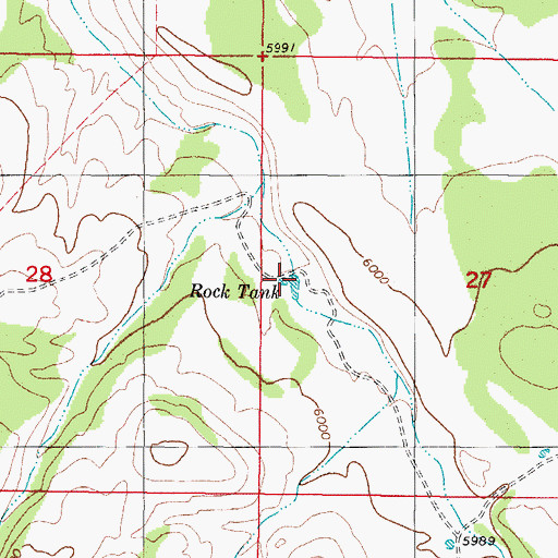 Topographic Map of Rock Tank, NM