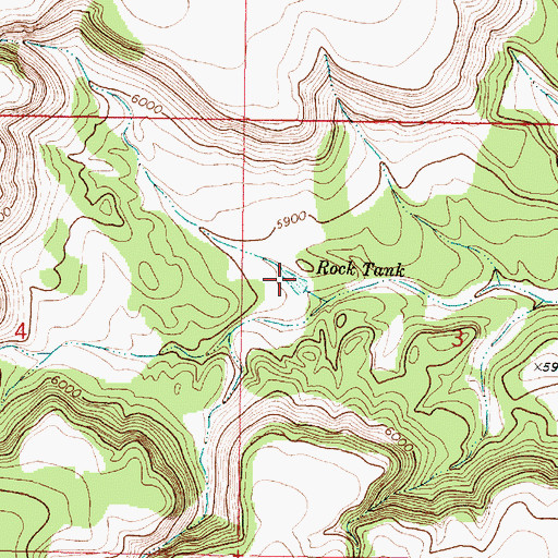 Topographic Map of Rock Tank, NM