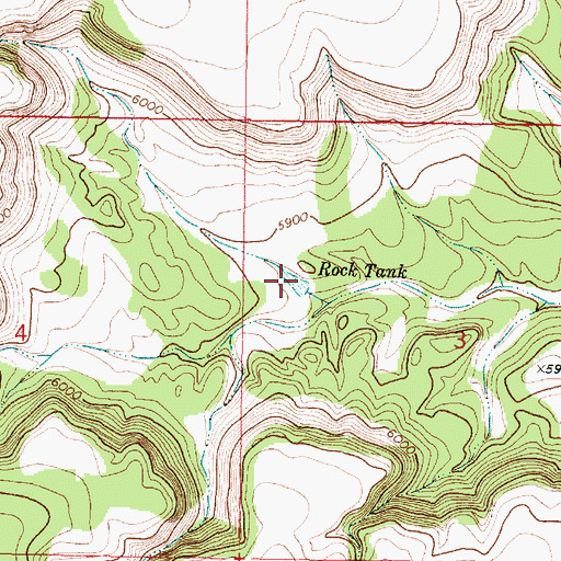 Topographic Map of Rock Tank, NM