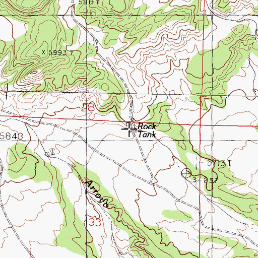 Topographic Map of Rock Tank, NM