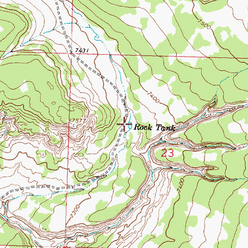 Topographic Map of Rock Tank, NM