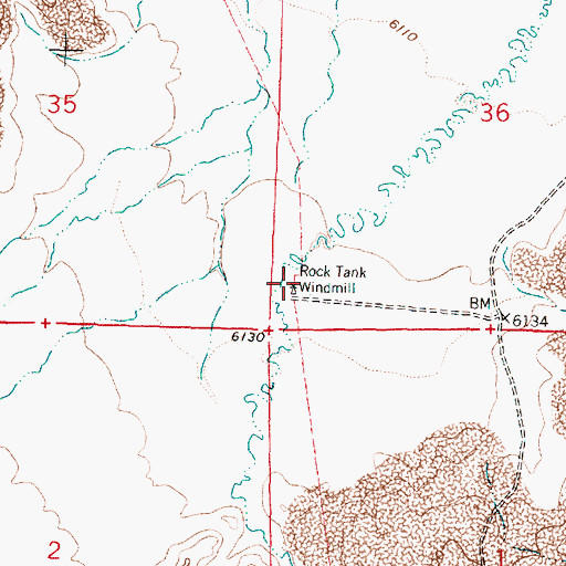 Topographic Map of Rock Tank Windmill, NM