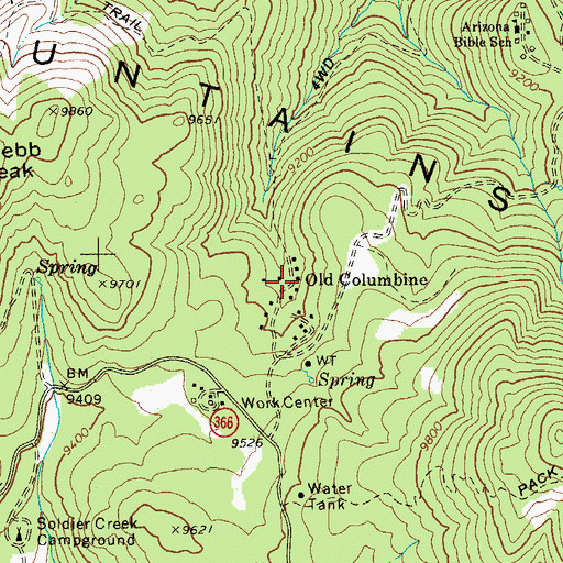 Topographic Map of Old Columbine, AZ