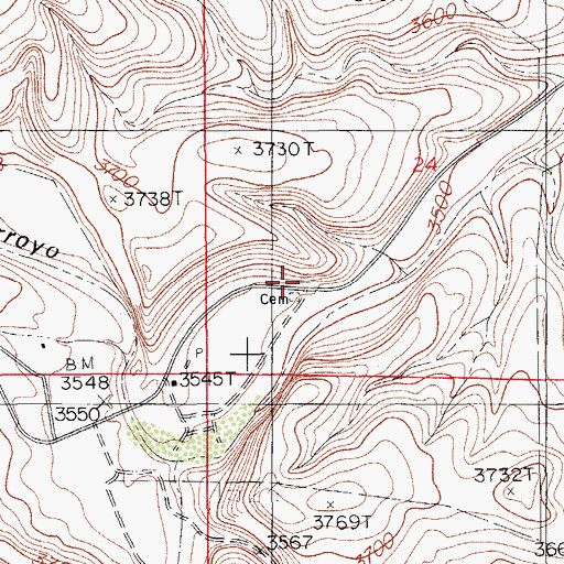 Topographic Map of Rocky Arroyo Cemetery, NM
